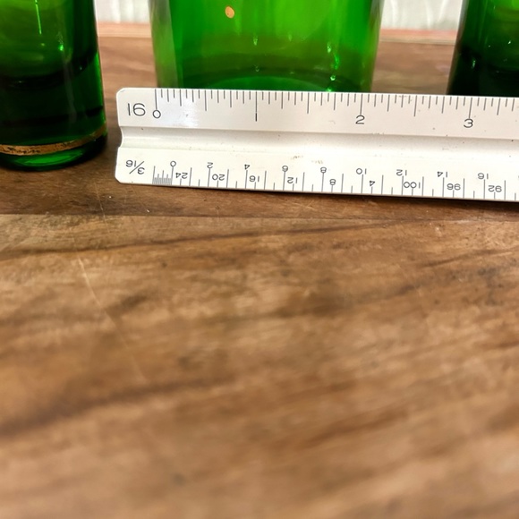 Mid century, green glass decanter set Blown Glass with 22k Gold - Picture 5 of 12